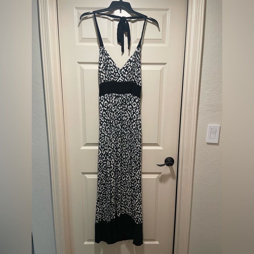 Karen Kane Black and White Halter Maxi Dress
